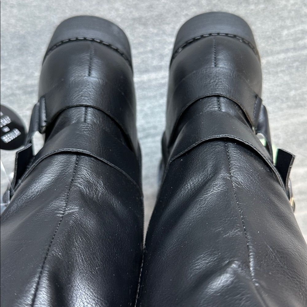 NWT Style & Co Black Riding Boots Faux Leather Wide‑Calf Round Toe Full Zip 7.5 - Picture 7 of 16
